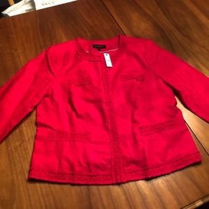 TALBOTS Size 14 Red Linen Cotton JACKET NWT Womens